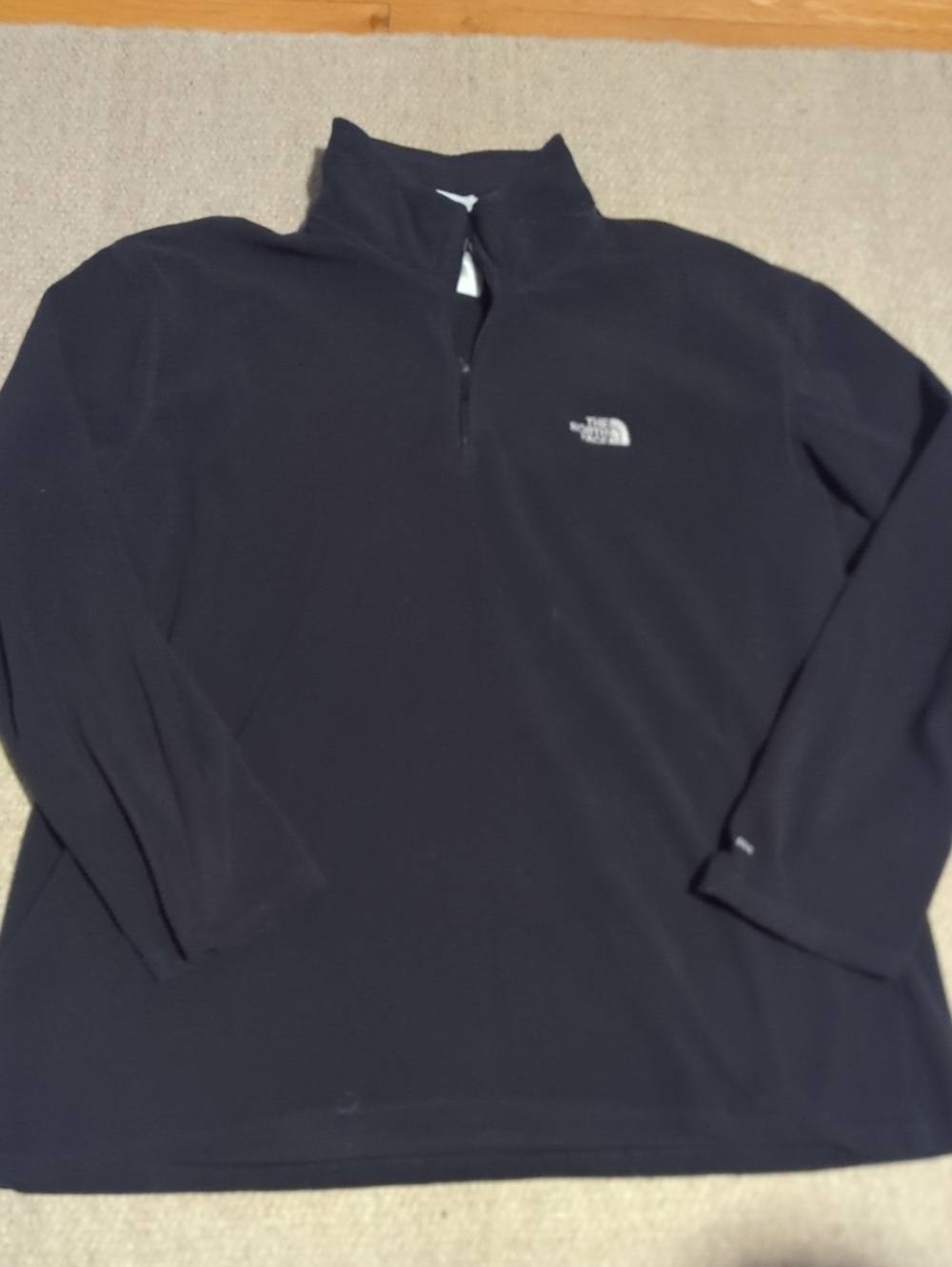 Mens The North Face Black Quarter Zip Lightweight Fleece Size XL